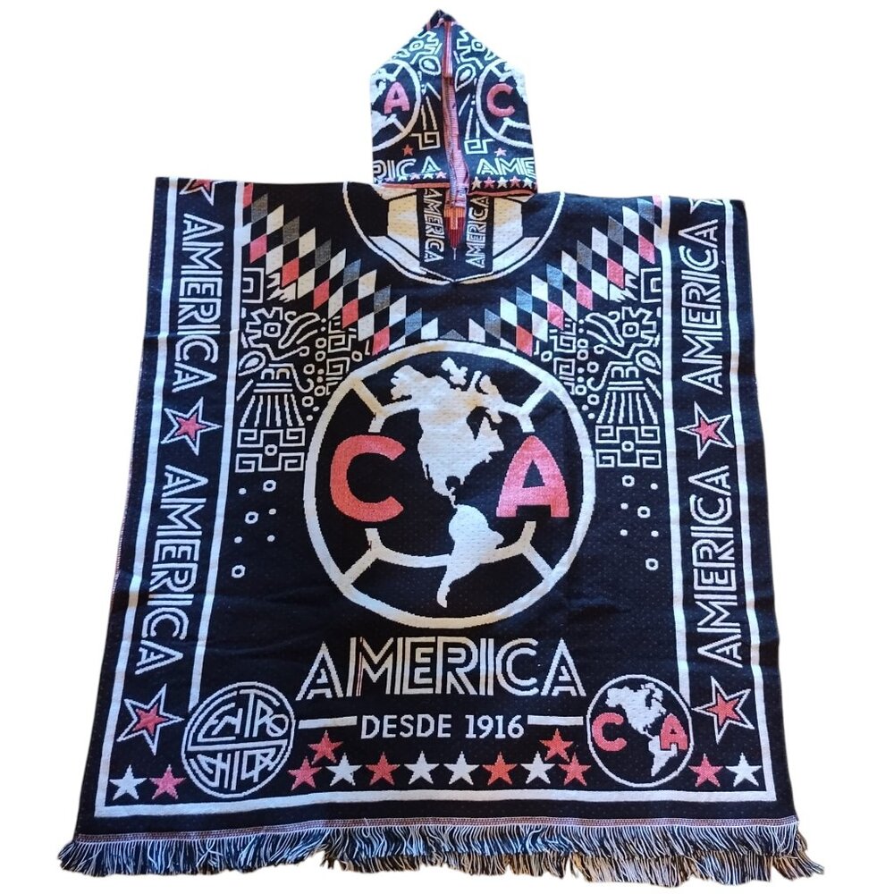 Club America Mexican Poncho - Stylish Fan Gear for Game Day | Red Black